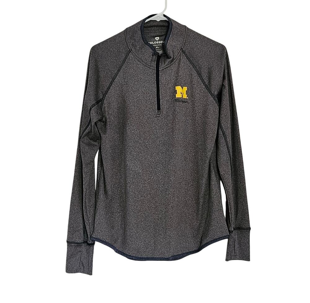 Colosseum Women's Michigan Long Sleeve Quarter Zip Shirt Jacket SZ XL EUC